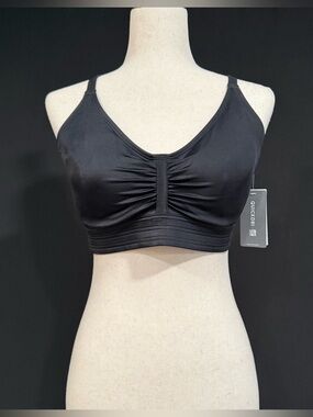 Athleta Black Ruched Bikini Top 36 D/DD